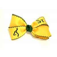 St. Ignatius (Yellow Gold) / Forest Green Pico Stitch Bow - 5 Inch